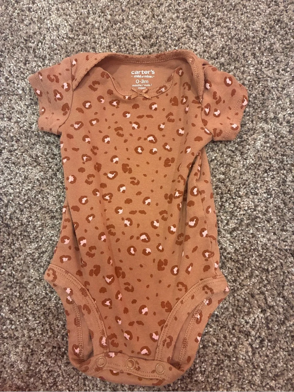 Carter's Peach & Pink Strawberry + Leopard Baby Onesie Set